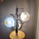 Pendant lamp, chandelier, chrome and Murano glass, Mazzega, Italy, 1960-70