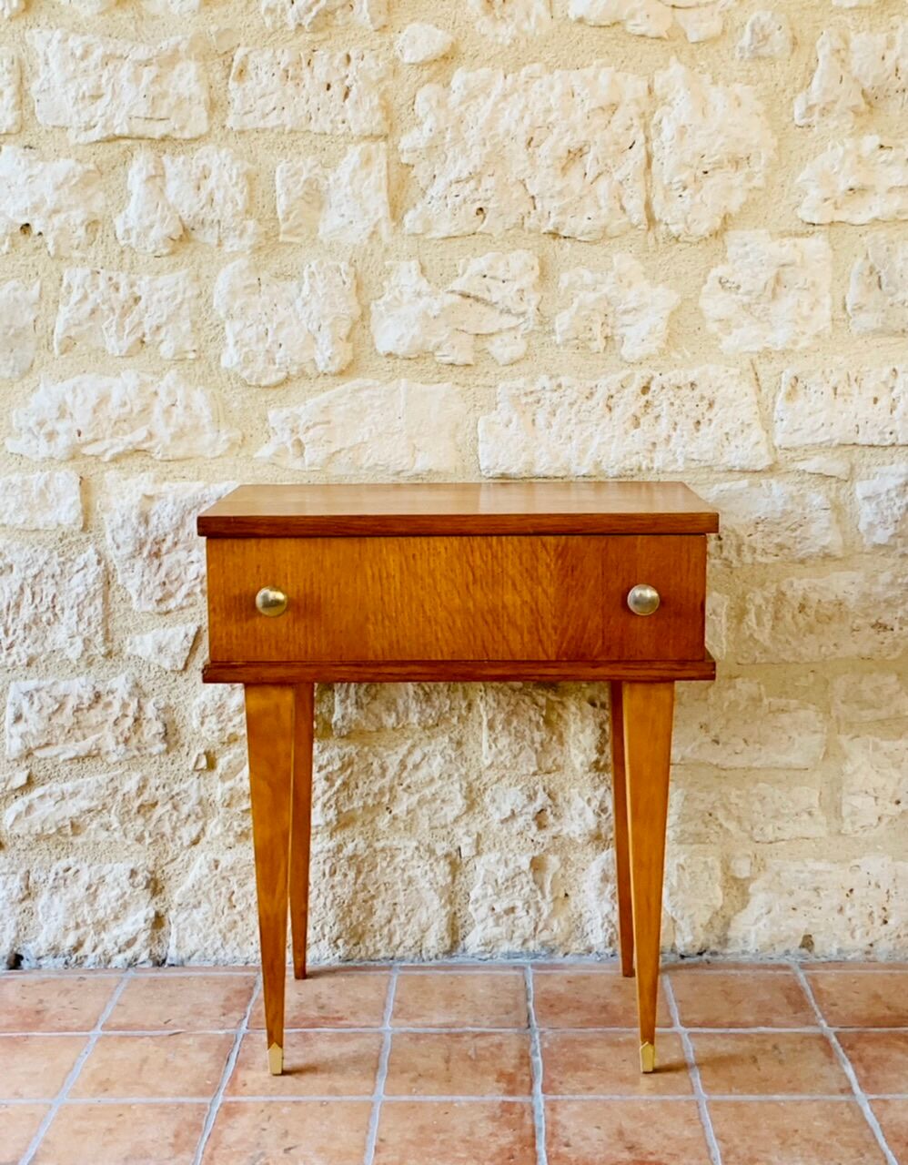 Vintage bedside table on compass legs, 1950 ́s