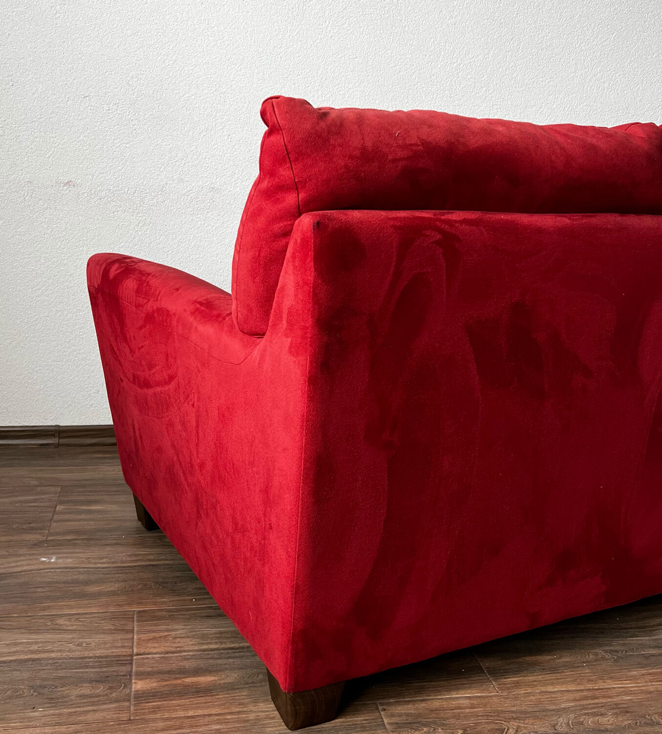 Vintage Red Velour Sofa, Ikea 1990s