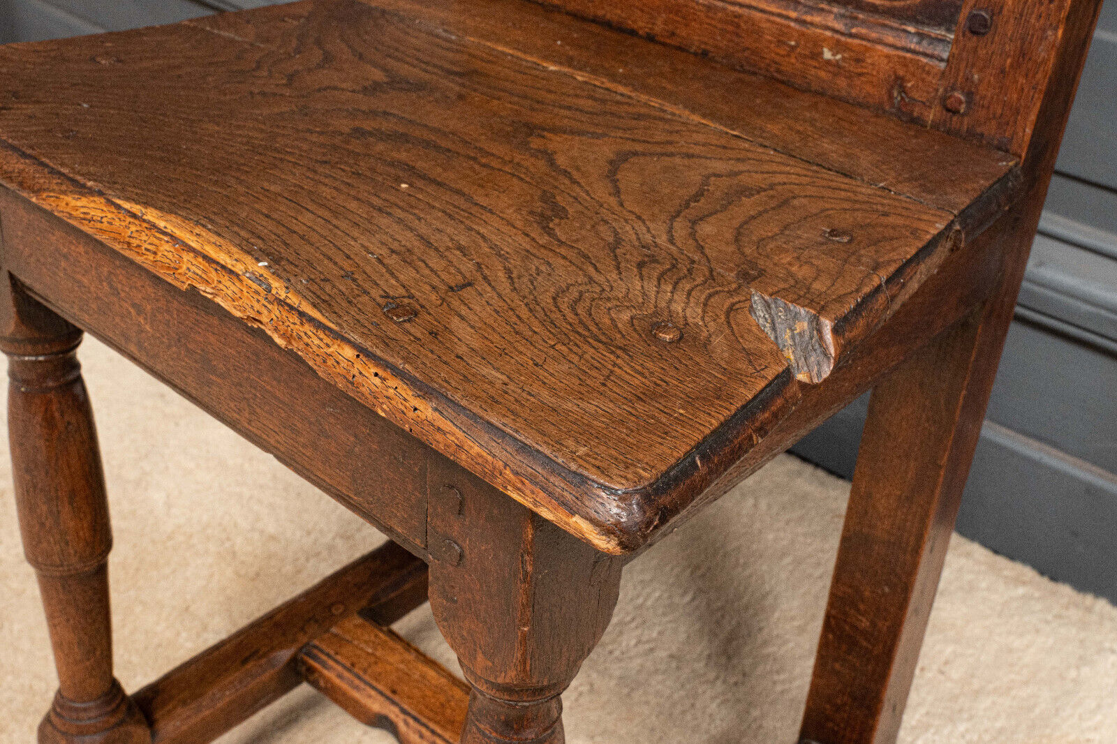 Pair of Lorraine chairs in oak late seventeenth early eighteenth