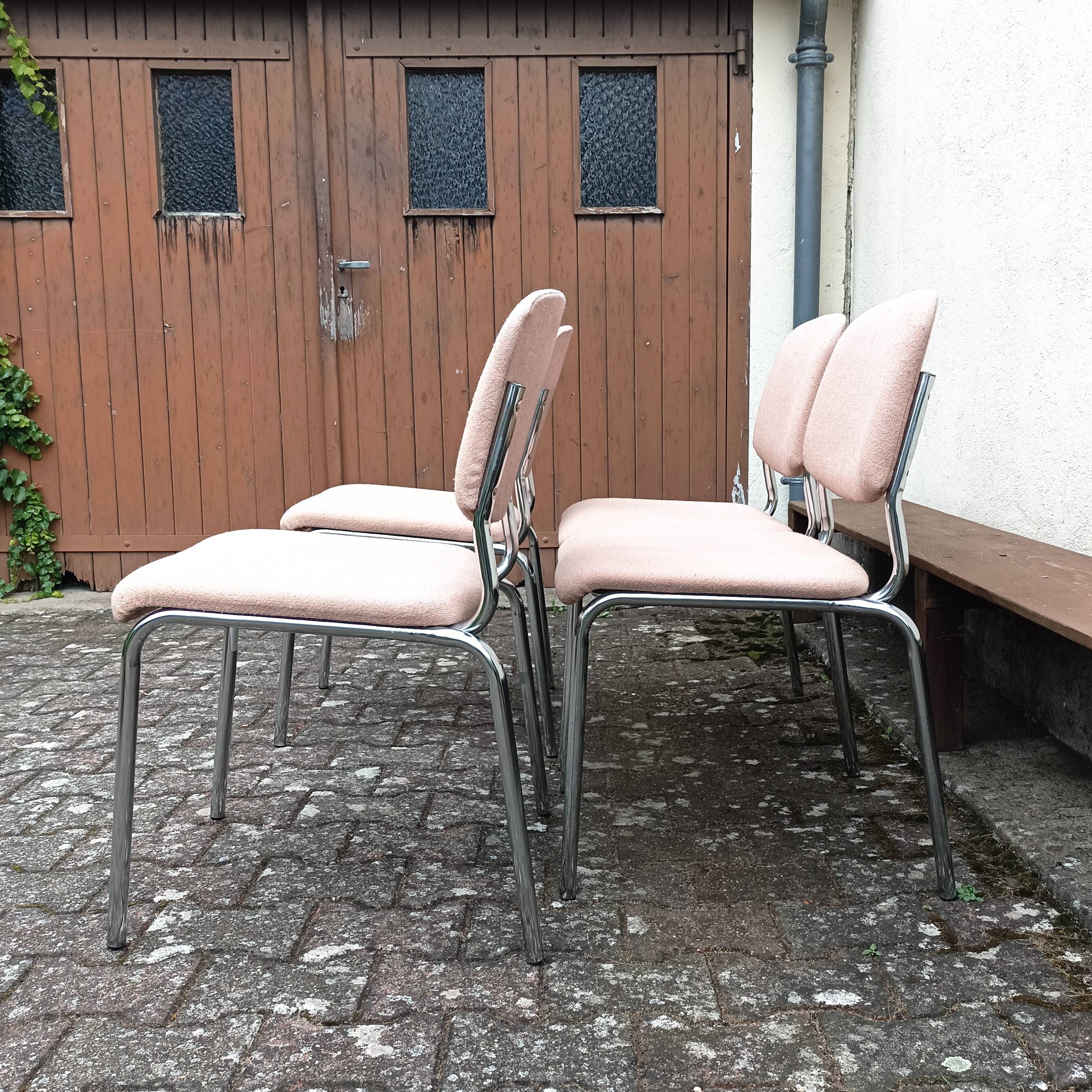 Vintage metal and fabric chairs