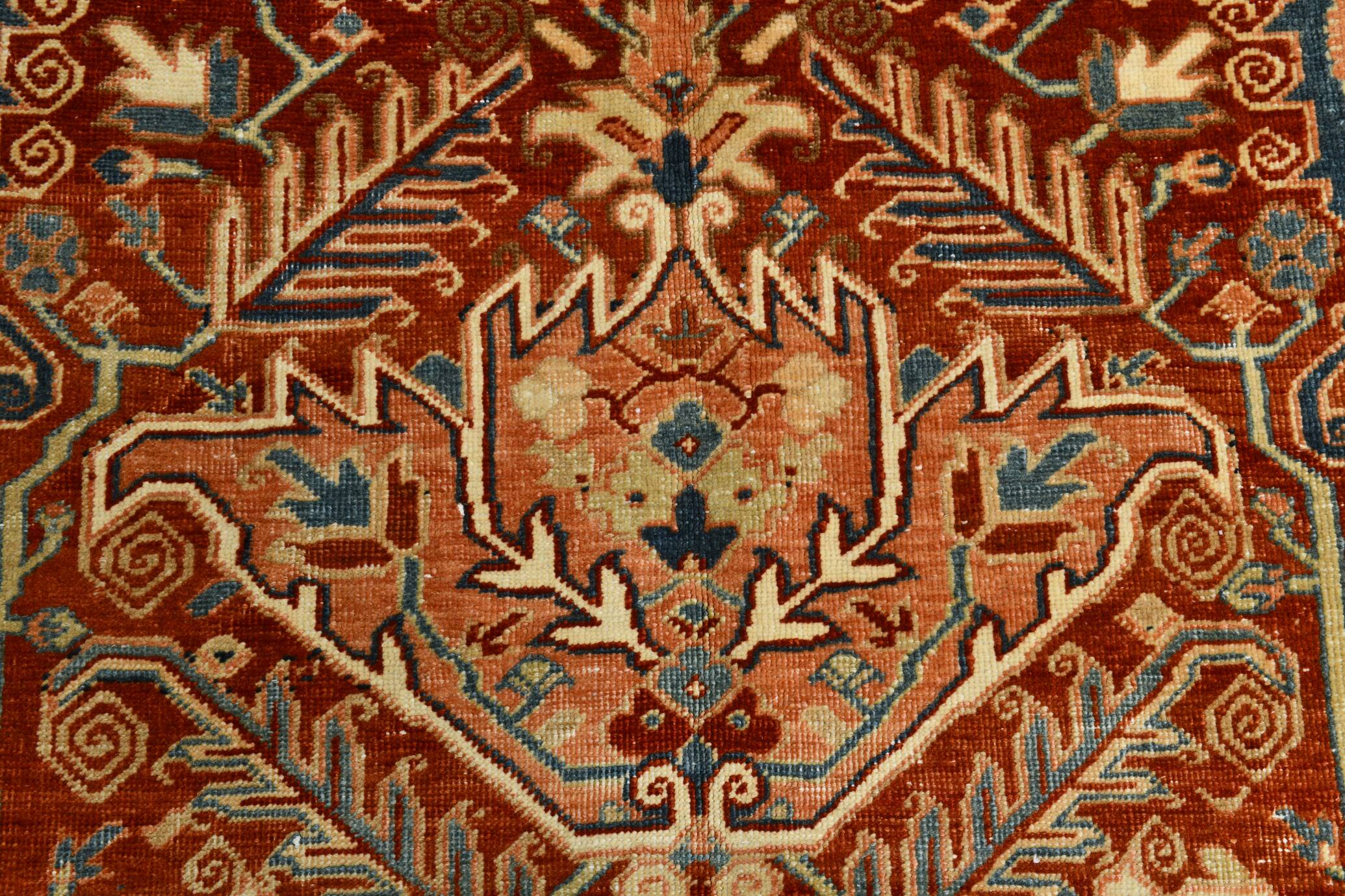 1960s Antique Red & Navy Blue Classic Persian Rug, 287x386Cm