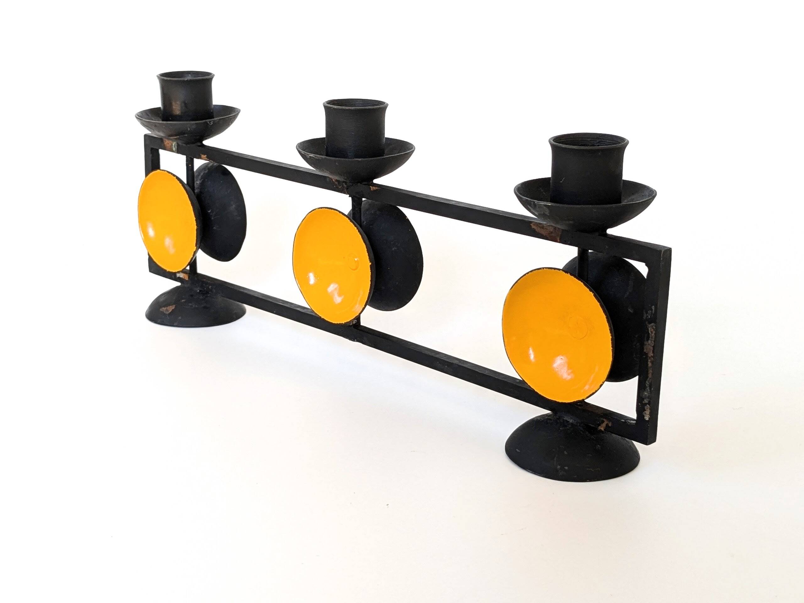 Danish Cast Iron Candelabra | Midcentury Pop Art