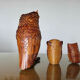 Set of 3 boxes "owl" bamboo 70s