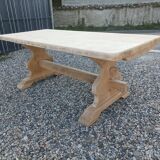 Solid oak monastery table with two extensions