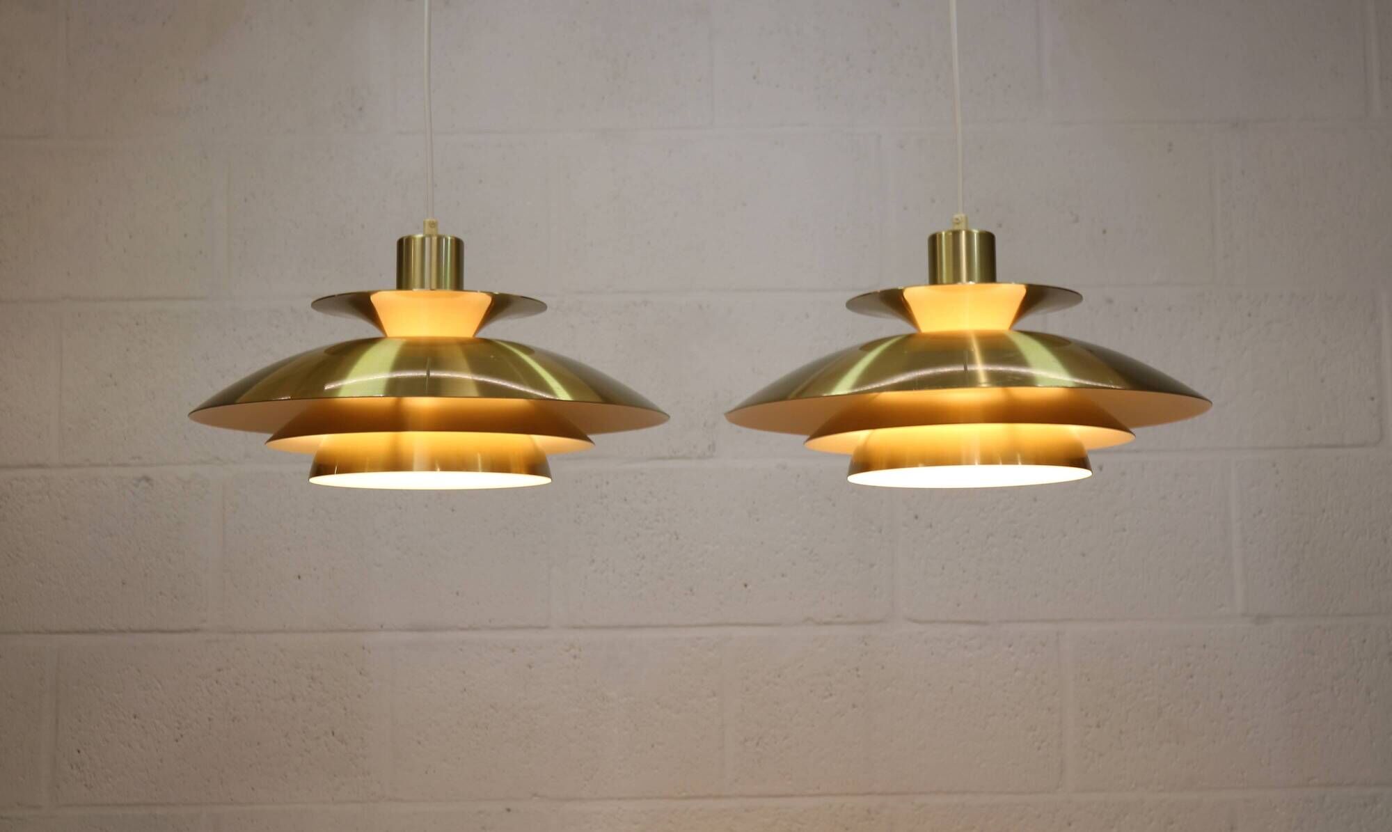 Rare golden pair of Danish design lamps  - great condition.