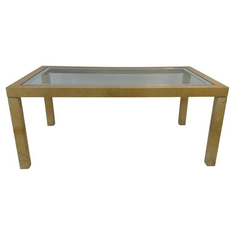 Italian Table Parchment and Glass, Attr. Aldo Tura, 1970s