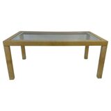 Italian Table Parchment and Glass, Attr. Aldo Tura, 1970s