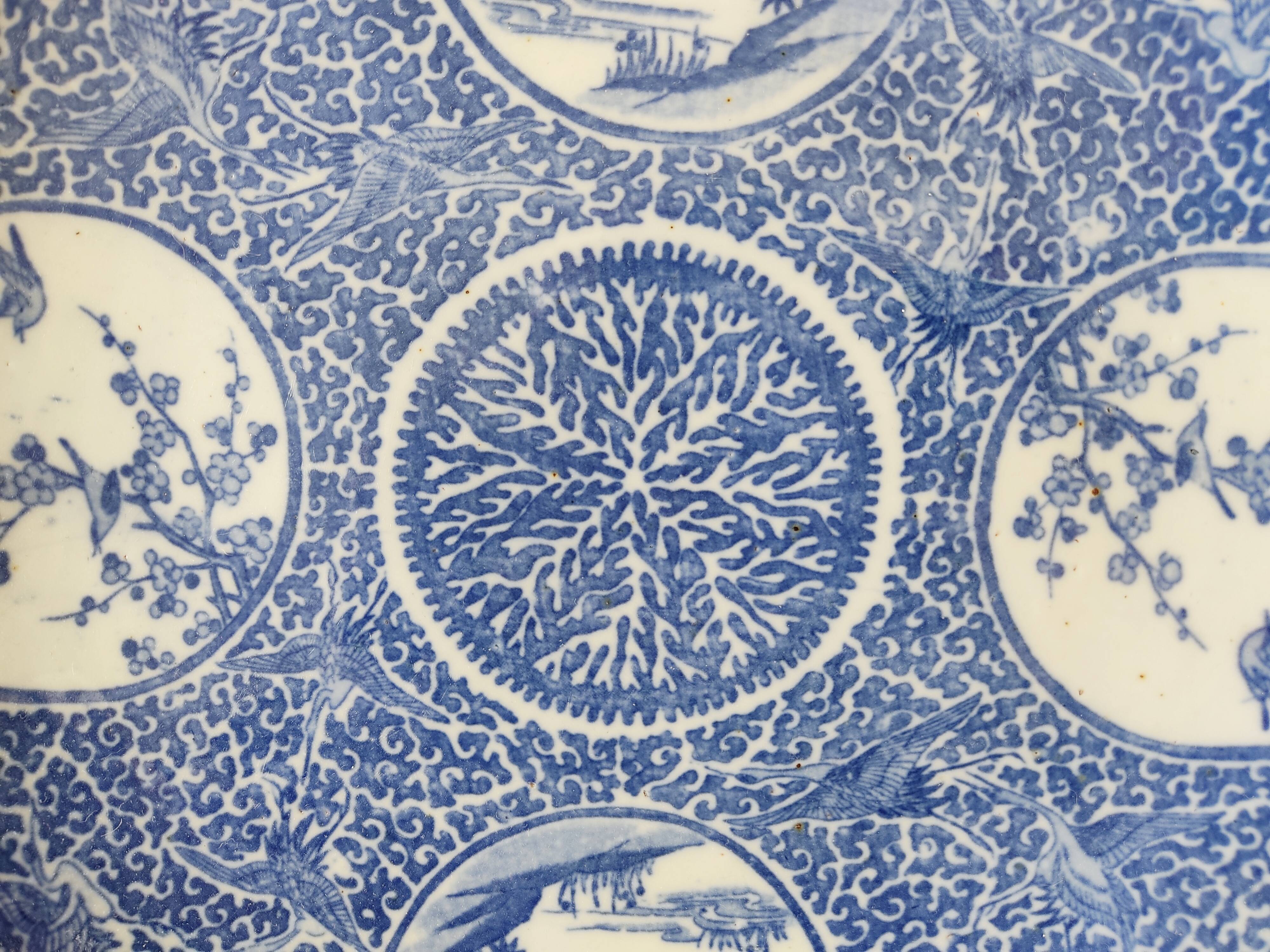 Dish blue and white print japan 30.5 cm