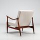Sculptural Danish lounge chair in teak and fabric Denmark 1960