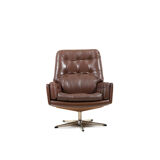 Danish swivel lounge chair in brown leather