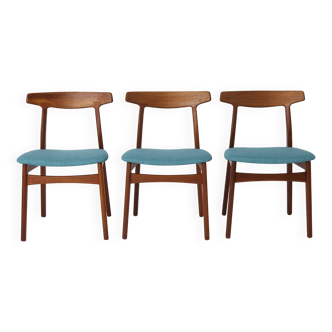 3 chaises de salle à manger des années 1960, par Henning Kjaernulf pour Bruno Hansen, Danemark