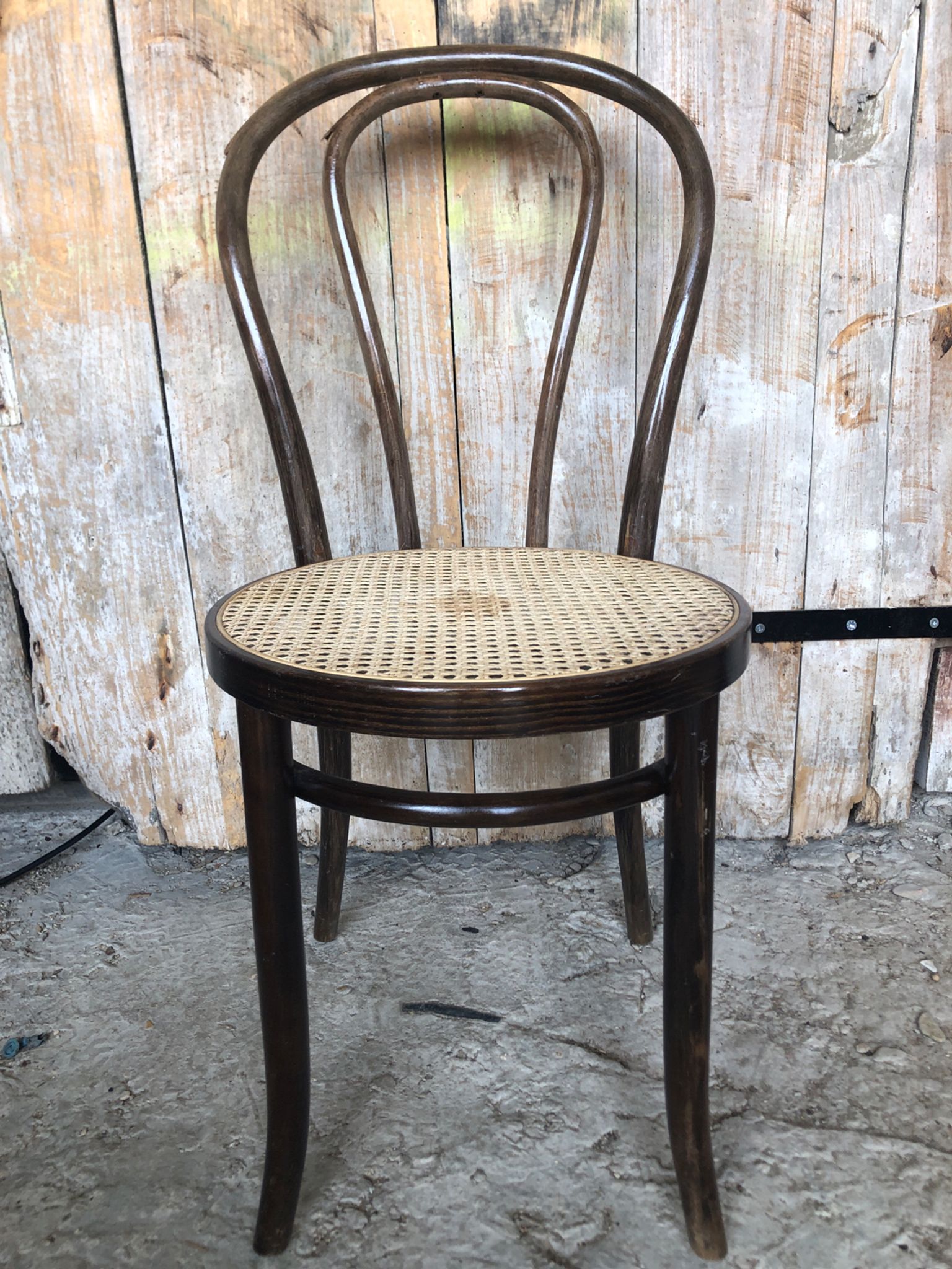 Chair bistrot style thonet dark wood & seat cannée 70s vintage #a233