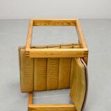 Set of Camel Leather Cubic Pinewood Side Chairs by Ate van Apeldoorn 1970s