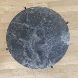 Table basse ronde Gubi en métal noir et marbre gris Emperador