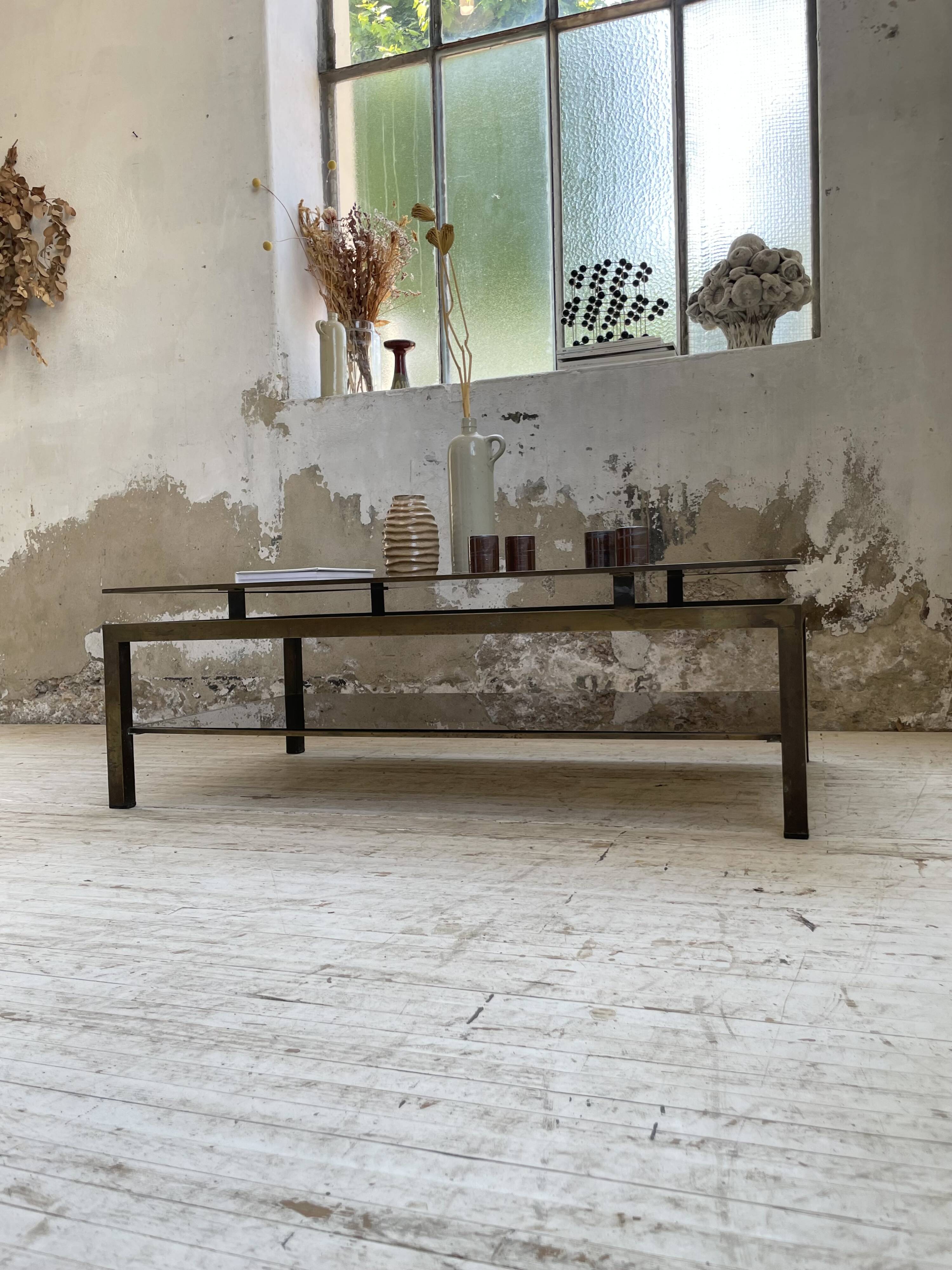 Brass coffee table attributed to Guy Lefevre for Maison Jansen