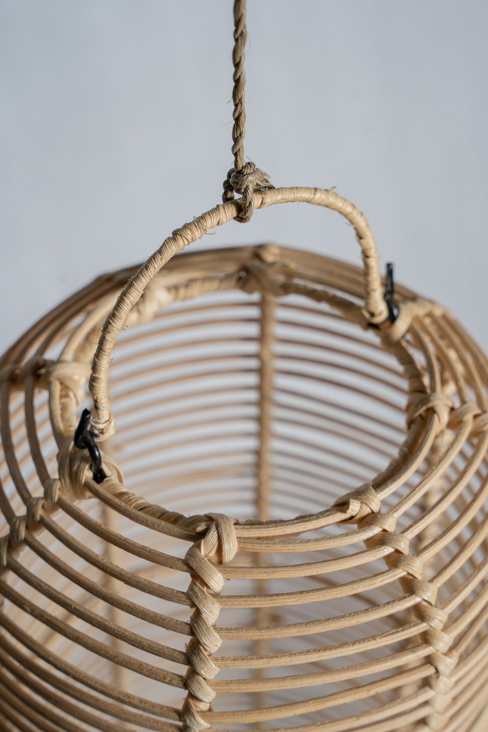 Large lantern-shaped rattan pendant lamp H50 D24