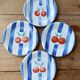4 Vintage Italian Porcelain Dessert Plates - Cherry and Ras Pattern