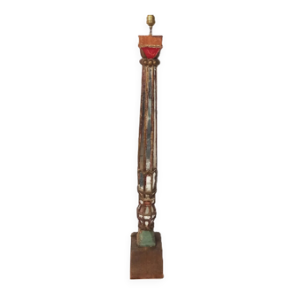 Floor lamp column in polychrome and mirrored wood