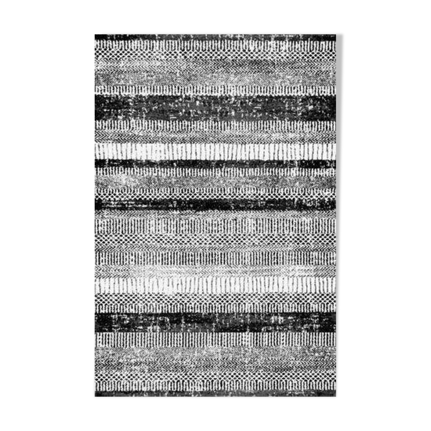 Black and white striped home rug