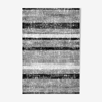Black and white striped home rug