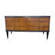 Commode en acajou plaqué avec plateau en verre vert, années 1950