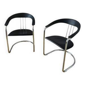 Chaises Space âge cuir - noir