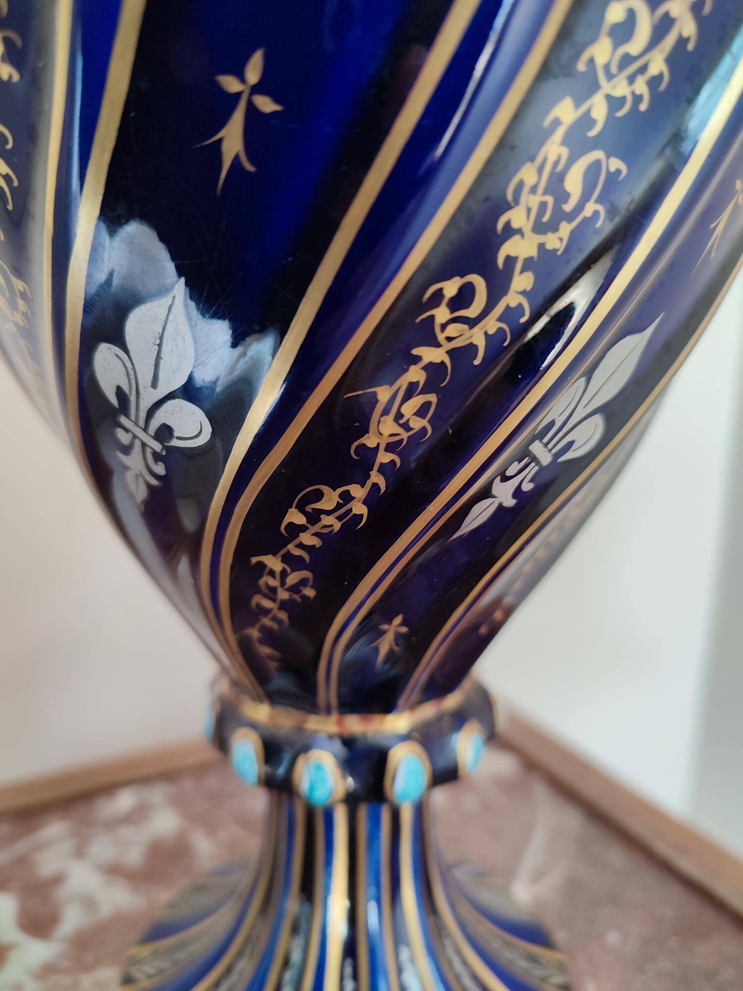 Two-handled baluster vase in late 19th century earthenware from the Gustave Asch factory (1856-1911)