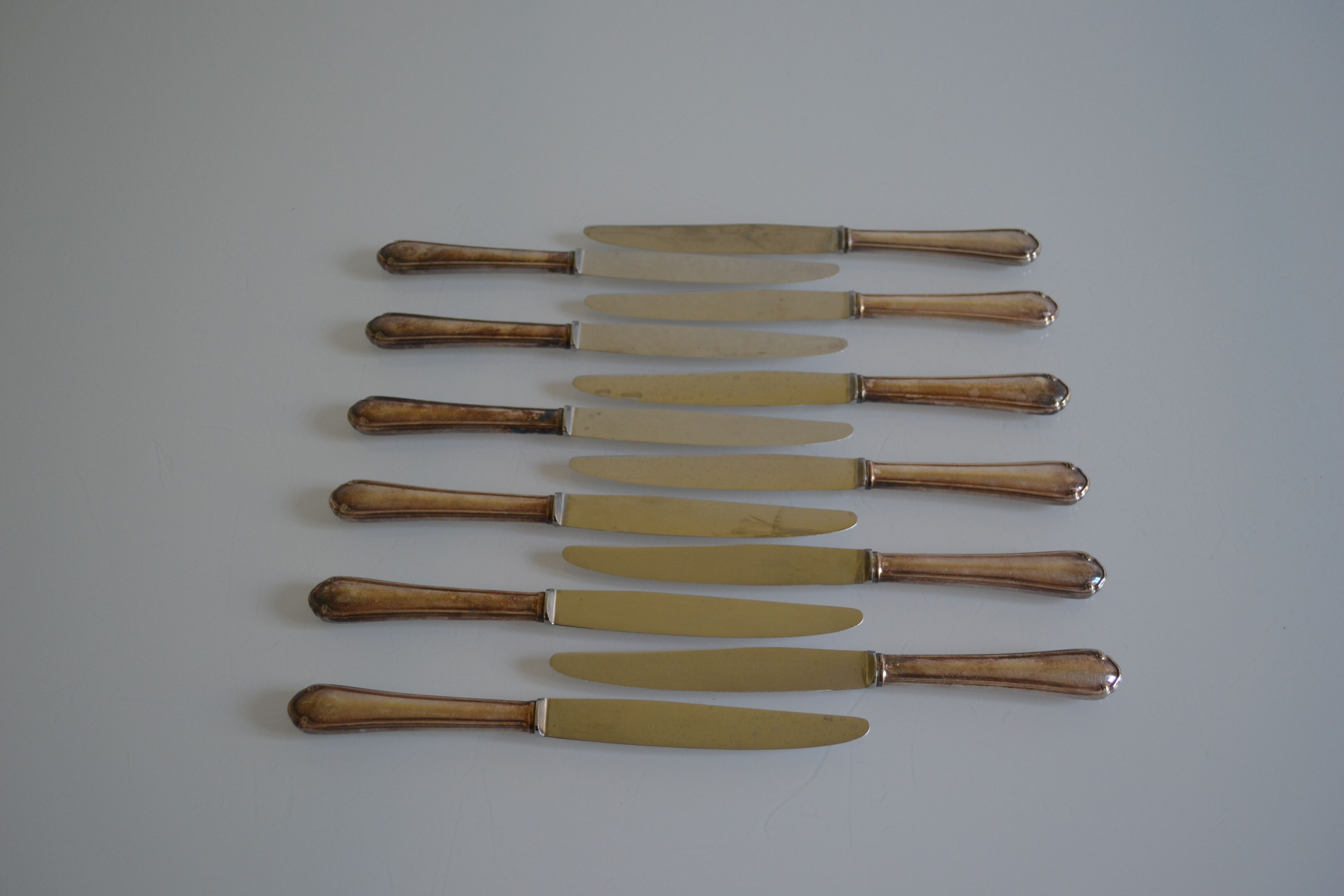 12 metal silver table knives 25 cm