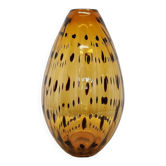 Vase en verre soufflé à la bouche panthère vintage, années 1980/90.