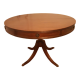 Round table in varnished mahogany with 3 extensions