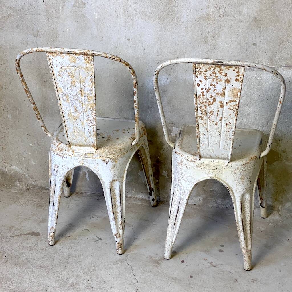 Pair of Tolix chairs model A designed by Xavier Pauchard.