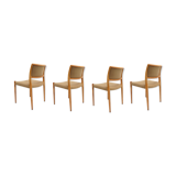 Ensemble de 4 chaises vintage par Niels Moller model 80 en chêne