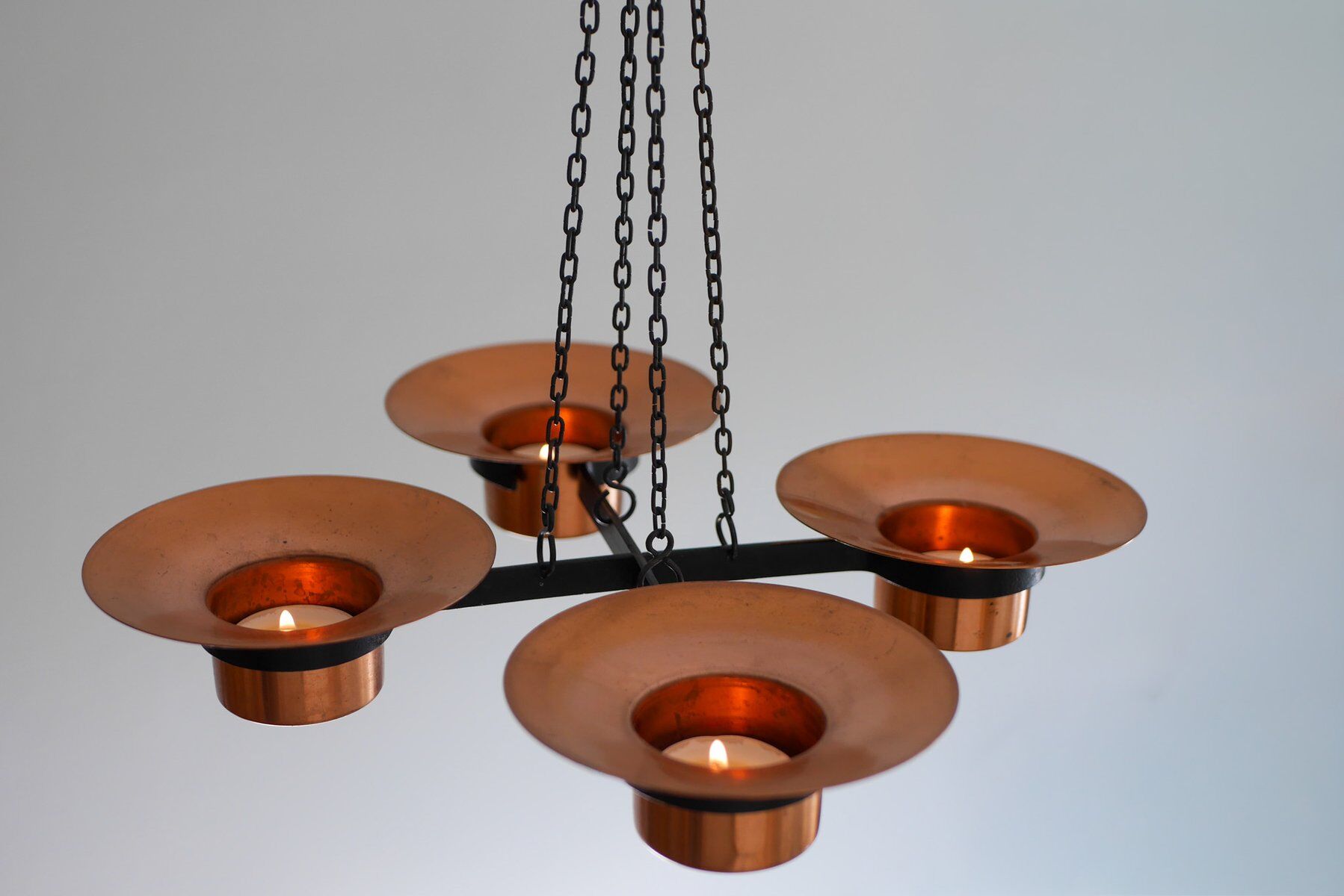 Metal and copper candleholder pendant by Carl Thore, 1975