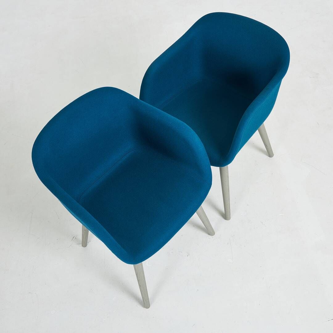 Iskos-Berlin for Muuto — “Fiber” Armchairs (Pair) — Grey Textile Upholstery