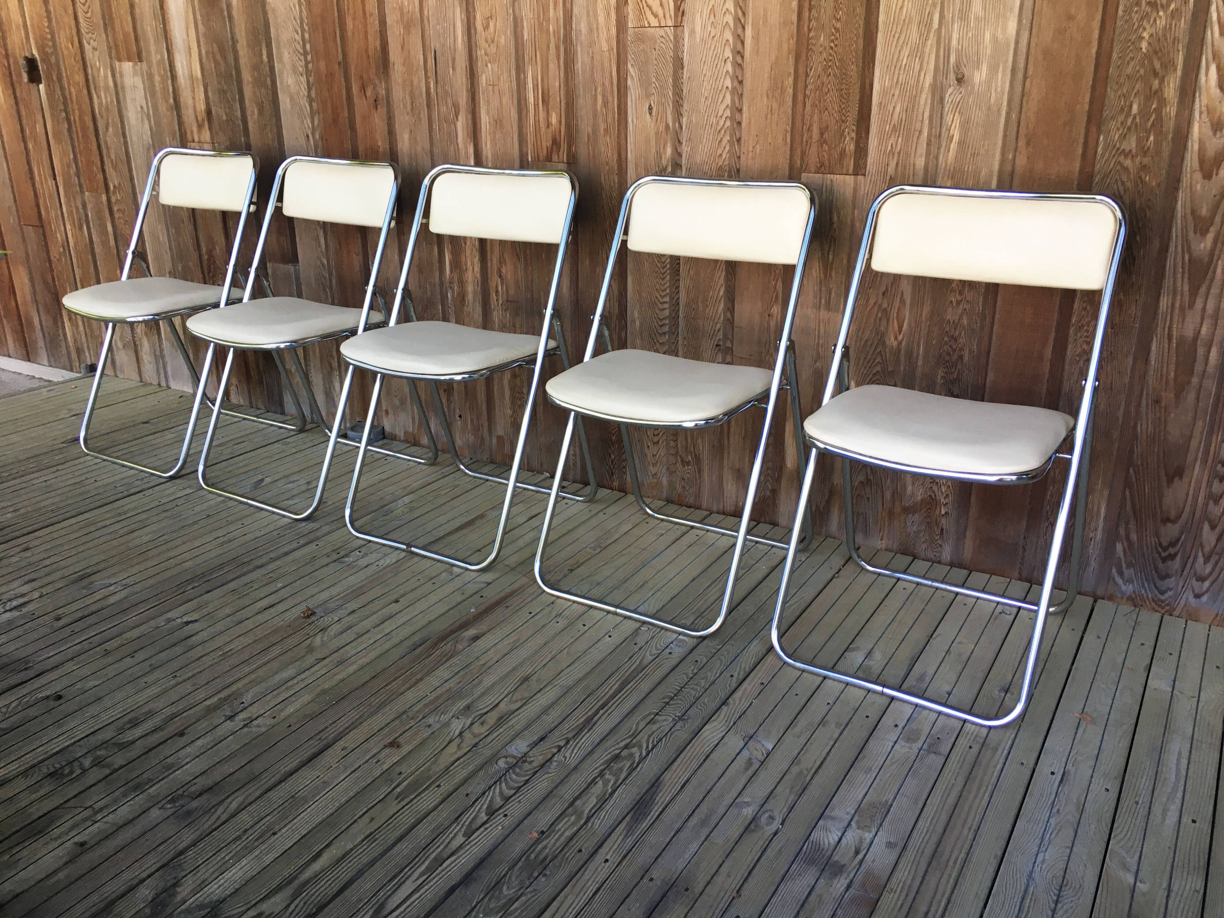 Set of 5 folding chairs 1970 chrome