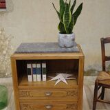 Large Art Deco bedside table in light oak