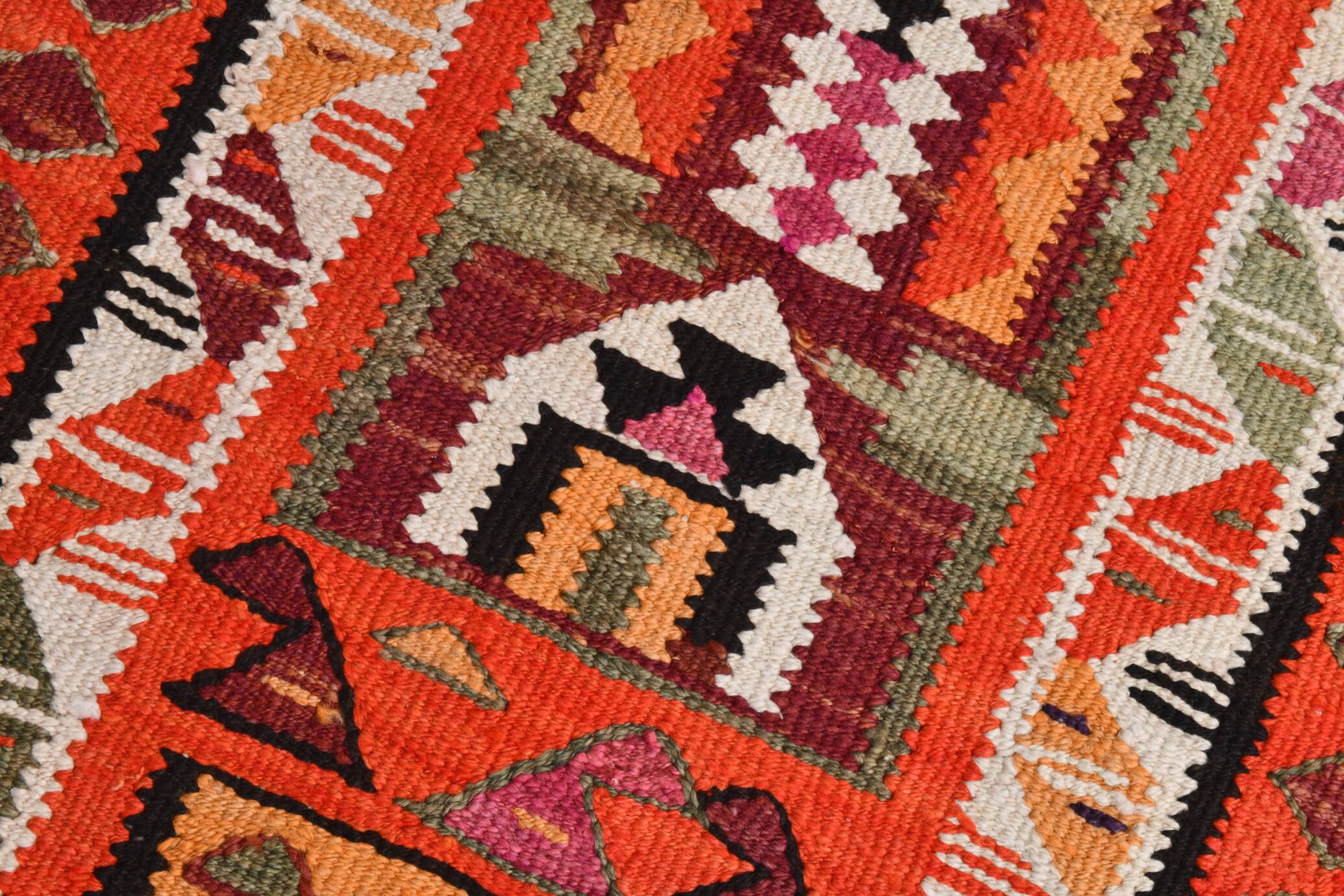 3x10 Kilim Pumpkin Orange Wool Runner Rug, 90x300Cm