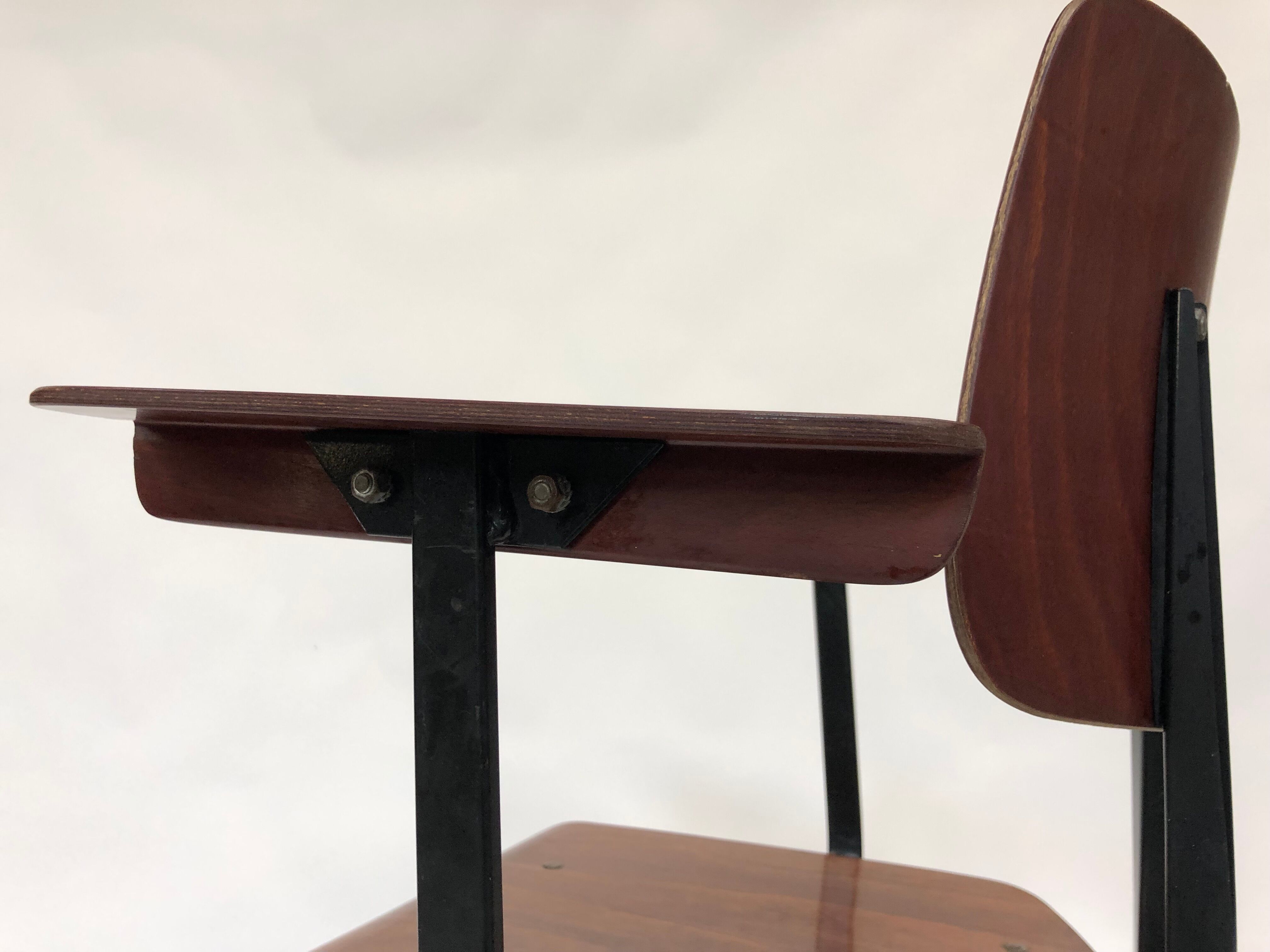 Vintage Galvanitas S16 school Chair with armrests and compass of the 1960s
