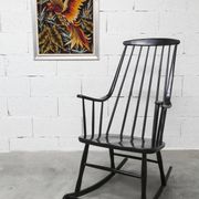 Grandessa rocking chair in black beech by Lena Larsson 1960 for Nesto