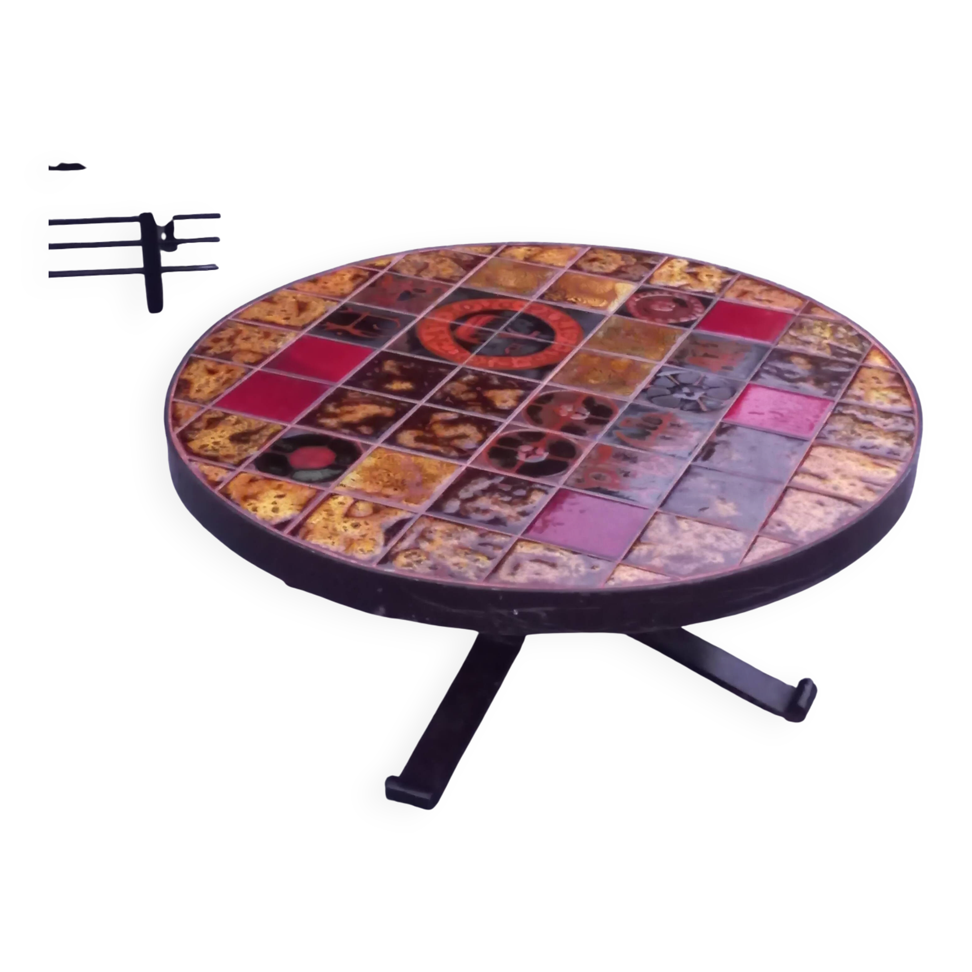 Table basse design Jean Gregorieff pour Roche Bobois céramique et métal