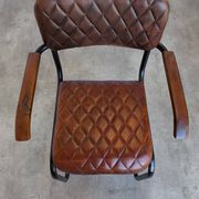 Chaise de salle à manger en cuir matelassé vintage : fauteuil de bureau industriel