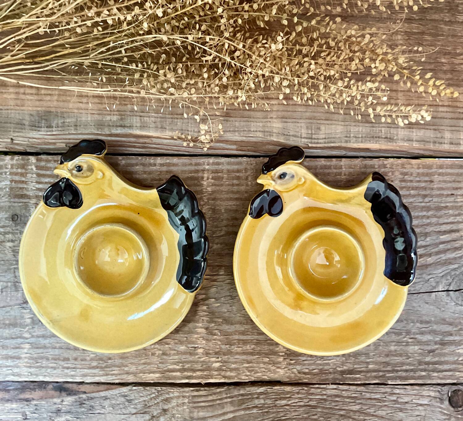 2 vintage “hen” egg cups