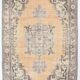 Tapis oriental vintage fait main orange pastel