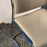 Vintage steel and beige fabric sleigh chair