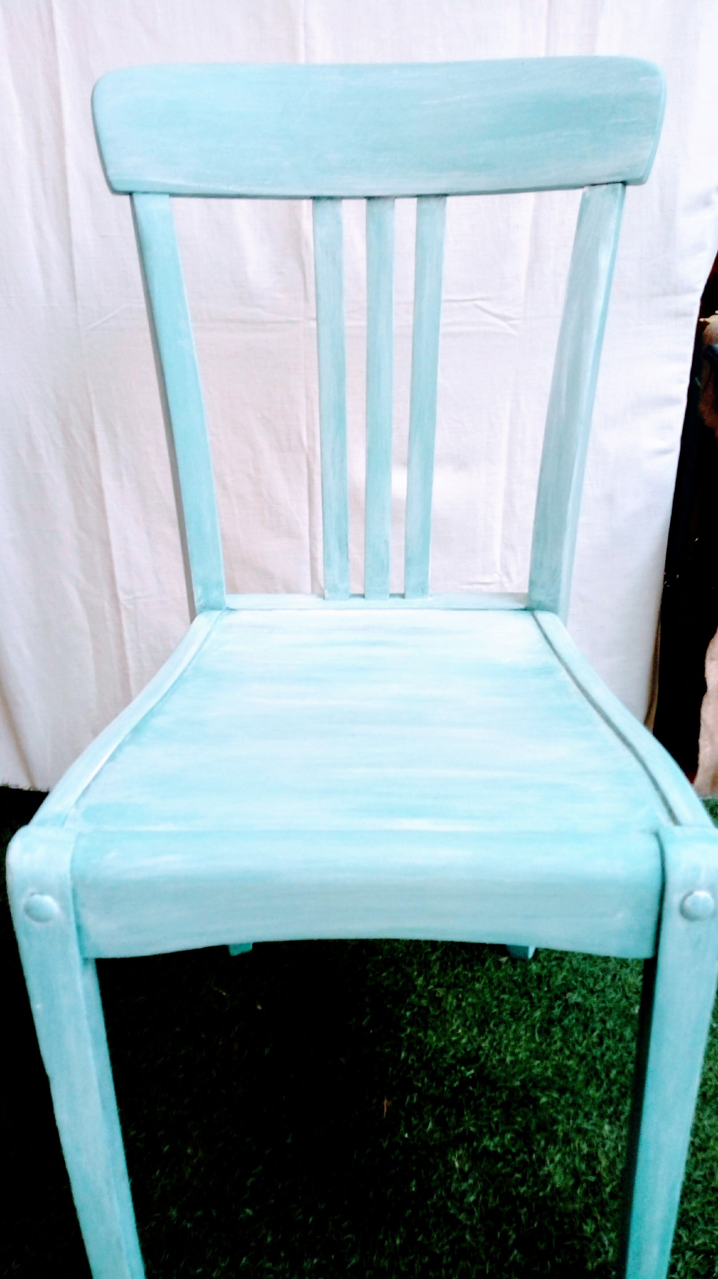 Patinated old blue bistro chair