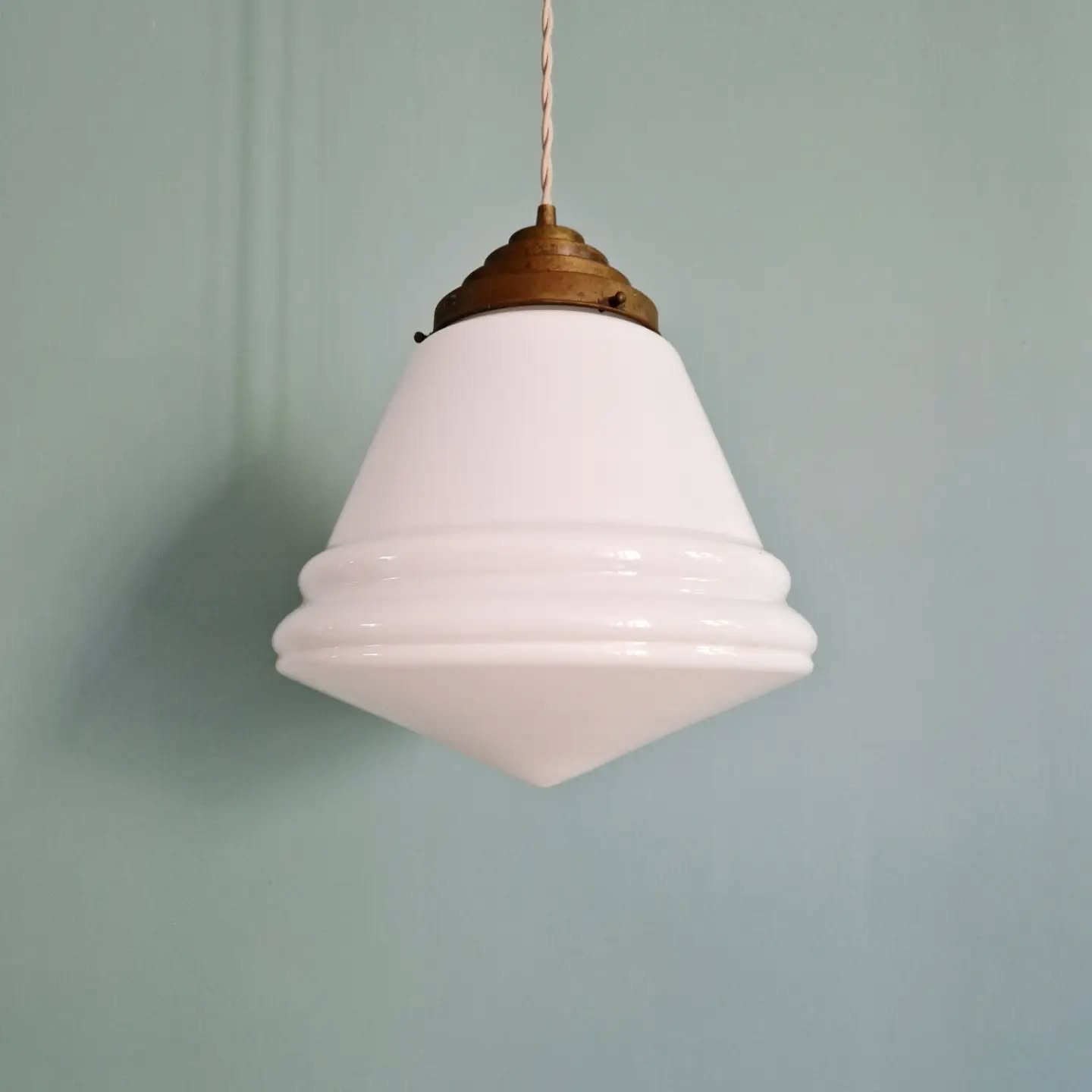 Art Deco conical white opaline suspension, 1920-30