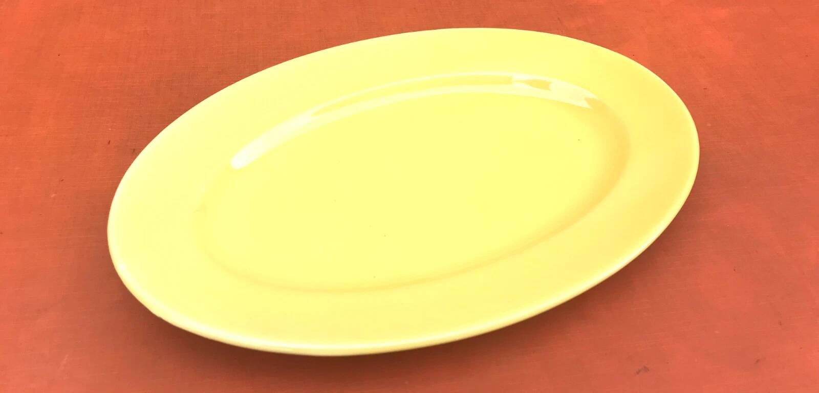 1950s yellow glazed ceramic serving dish