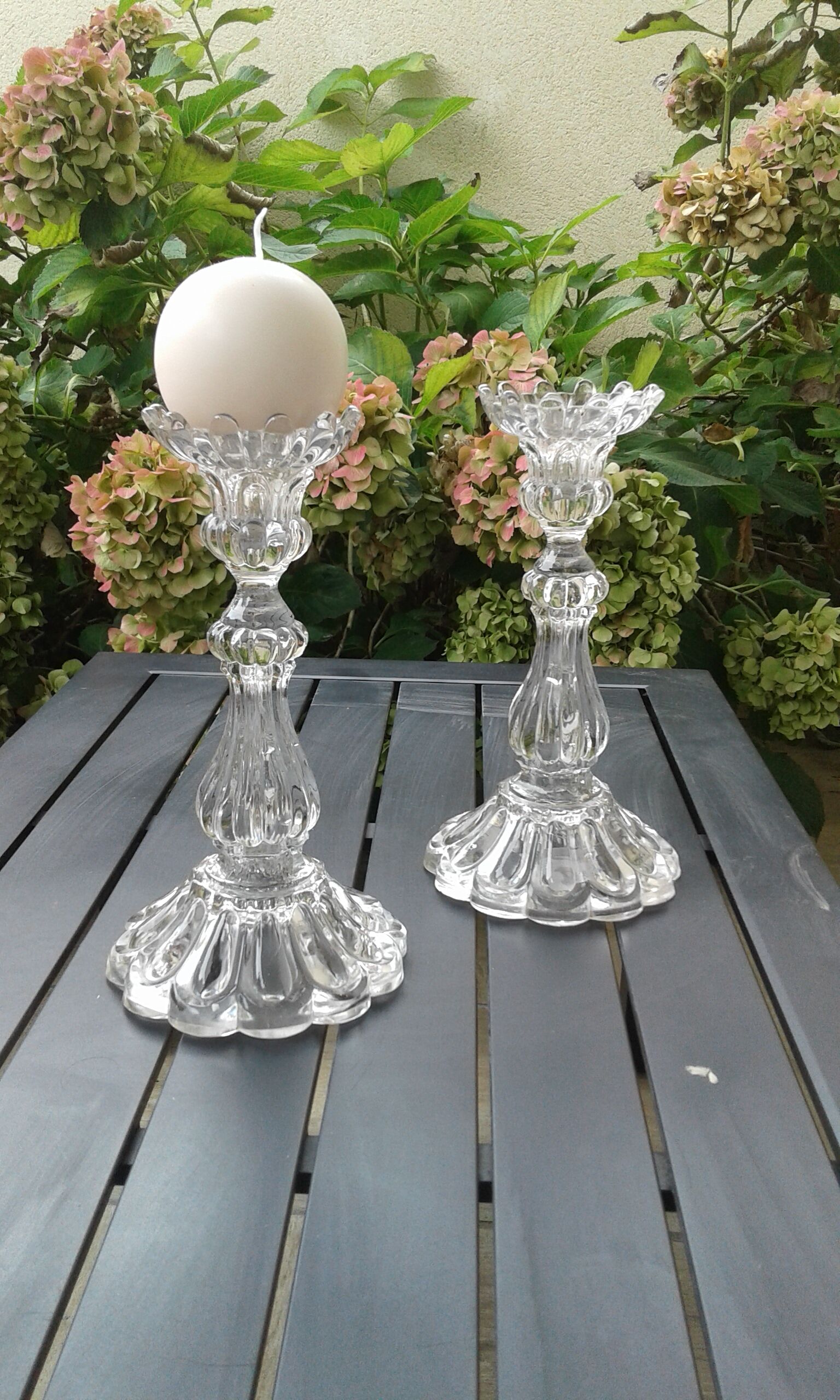 Pair of crystal candlesticks