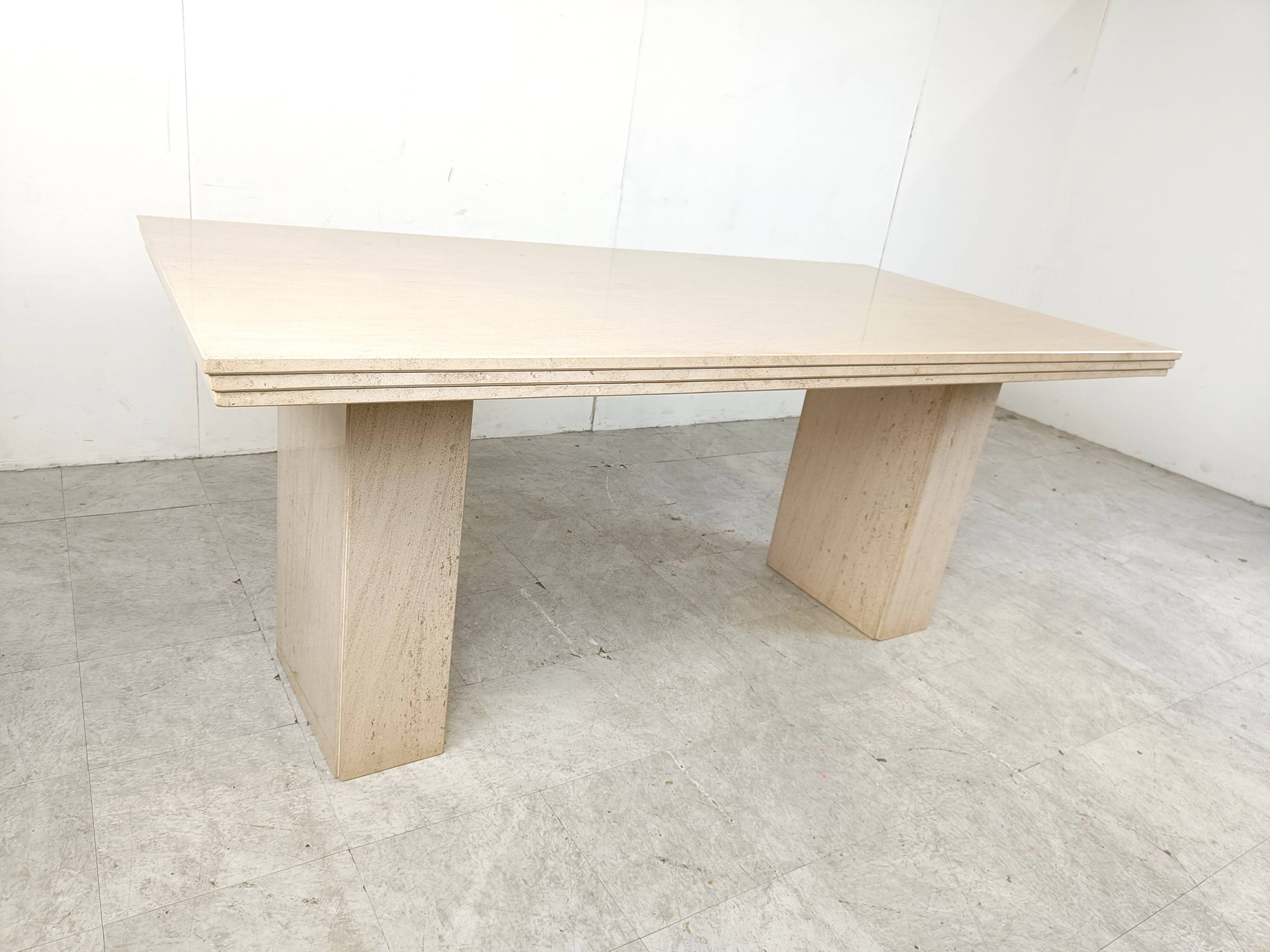 Vintage travertine dining table, 1970s